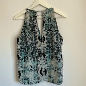 Tie Dye Black and Blue/Green Print Parker Tank Top, size XS